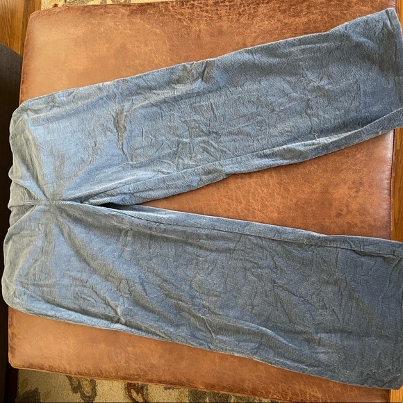 Saint Geraldine Blue Corduroy High-Waisted Flare Pants - Picture 2 of 6